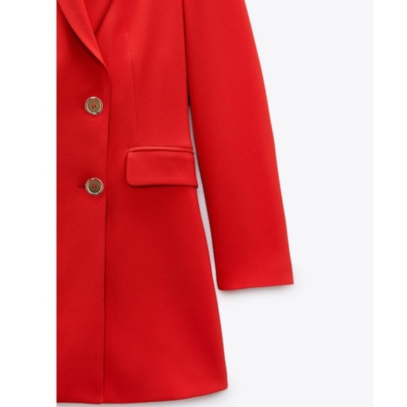 Zara Double Breasted Long Blazer Red Bloggers Favorite - Picture 9 of 15